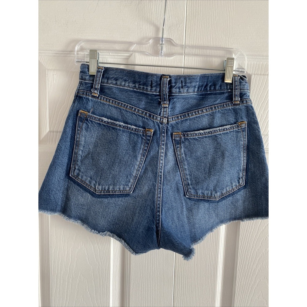 Abercrombie & Fitch High Rise Distressed Denim Shorts Womens Size 26 Blue Cotton - Picture 5 of 8